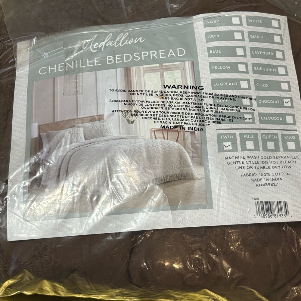 Revolution Chenille Bedspread - Chocolate